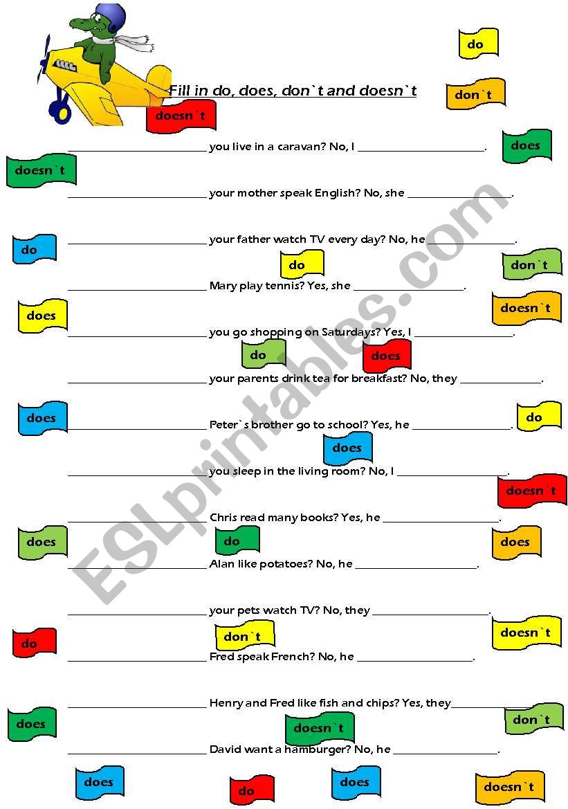 do, don`t, does, doesn`t worksheet